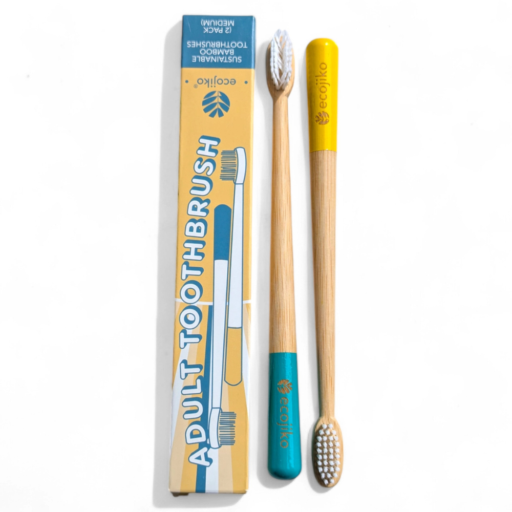 Colorful Adult Bamboo Toothbrush 2-Pack