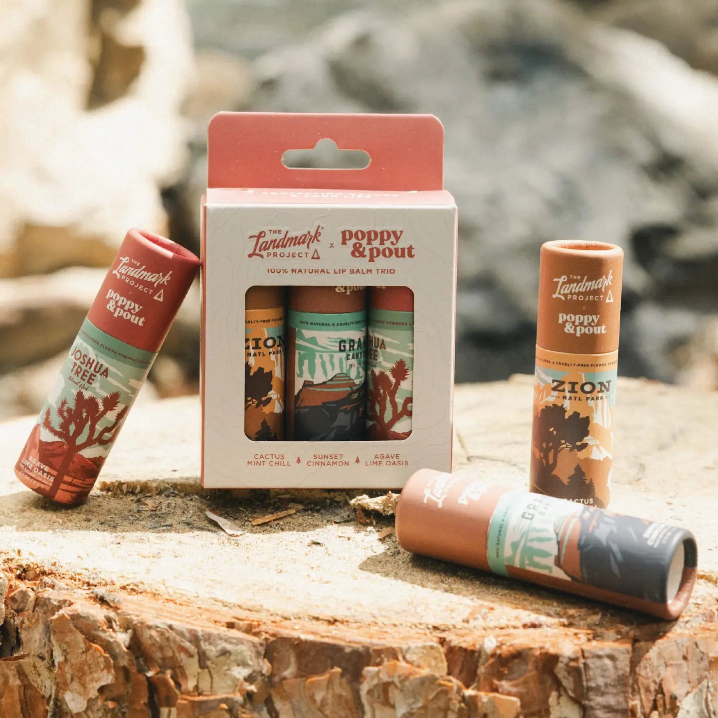 Poppy & Pout Landmark Project Lip Balm Trio - Desert