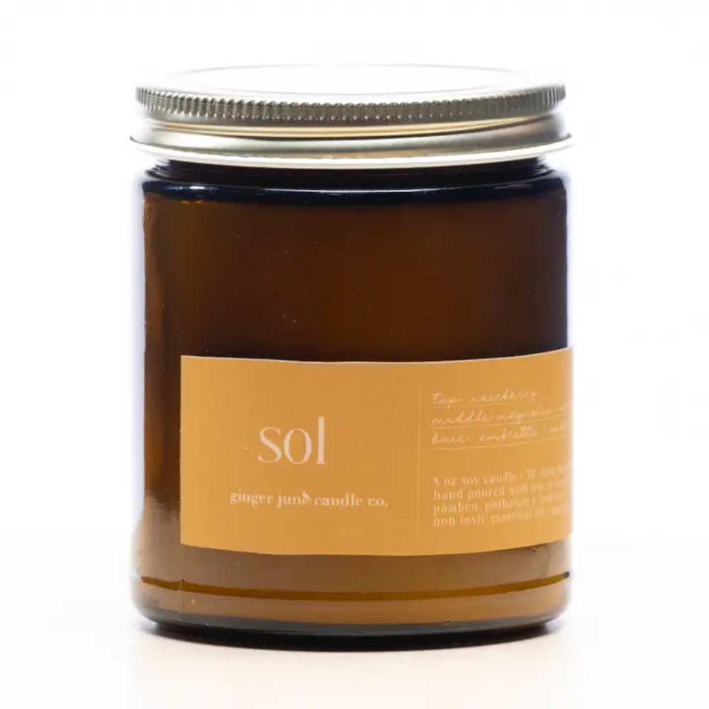 Ginger June Candle Co. 8oz Soy Candle - Amber Glass Jar