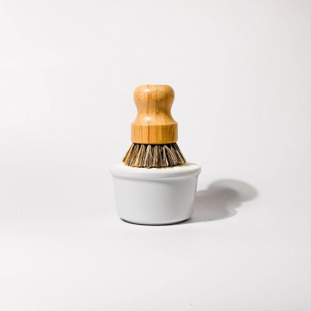 Solid Dish Soap in White Ceramic Bowl