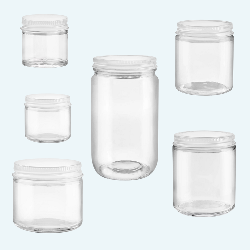 Clear Straight Sided Refillable Glass Jar Mission Refill