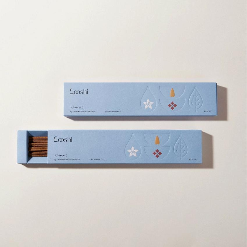 Looshi Change Natural Incense Sticks with Lily, Frankincense, Sea Salt - 20 Count