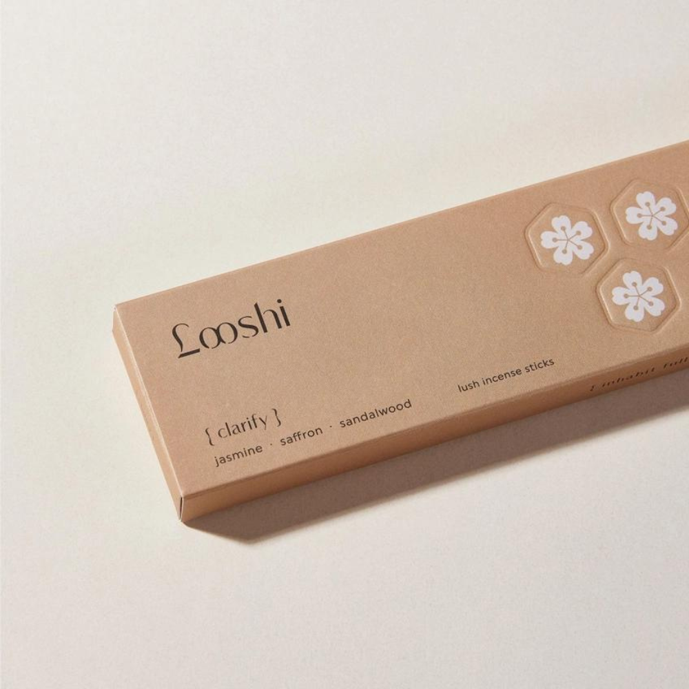 Looshi Clarify Natural Incense Sticks with Jasmine, Saffron and Sandalwood - 20 Count