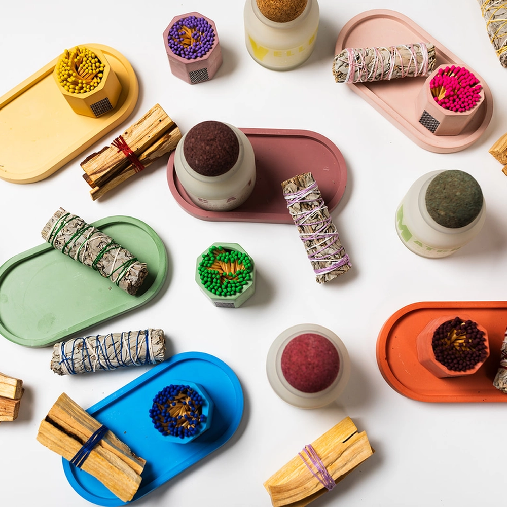 Tenn Prarie Concrete Tray | Colorful Base for Bottles, Candles, Palo Santo